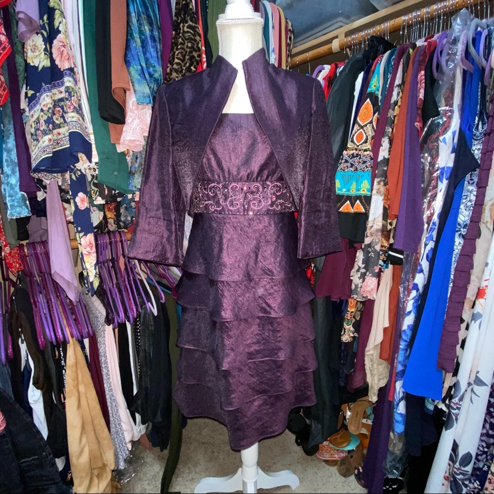 R&M Richards Ruffle dress with boloro jacket